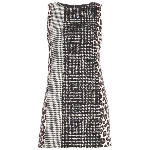 NWT ALICE + OLIVIA Clyde Pattern Mix Wool Blend Shift Mini Dress Sz 8 - Picture 9 of 11